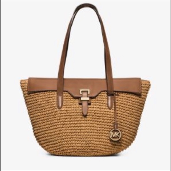 Michael Kors Handbags - Michael Kors Naomi Straw & Leather Handbag / Tote